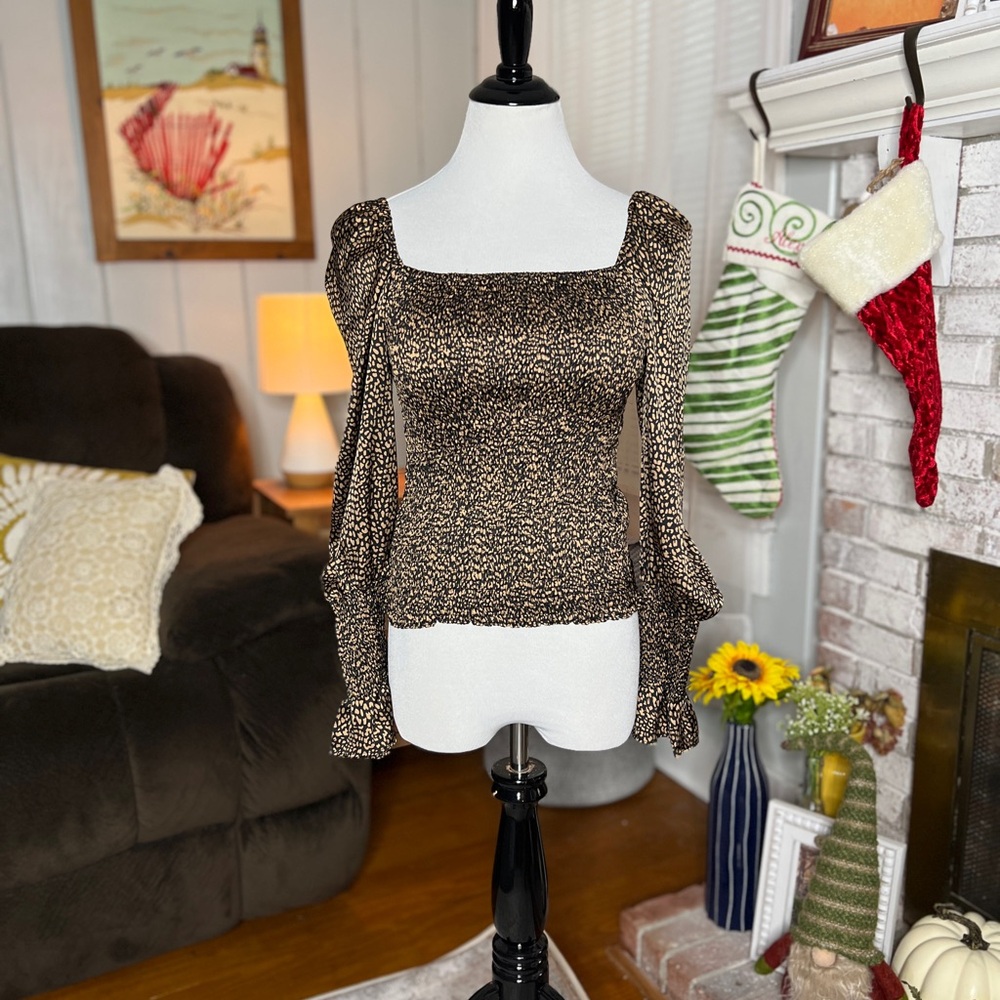 Buddy Love Black and Tan cheetah leopard print Blouse